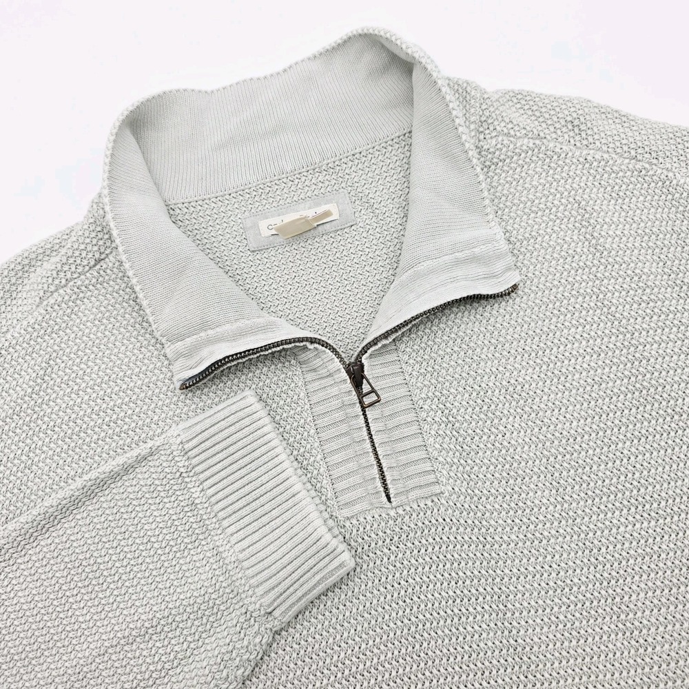 Carbon 2 Cobalt Men's Gray‎ 1/4 Zip 2XL Heavy Cable Knit Sweater Pockets